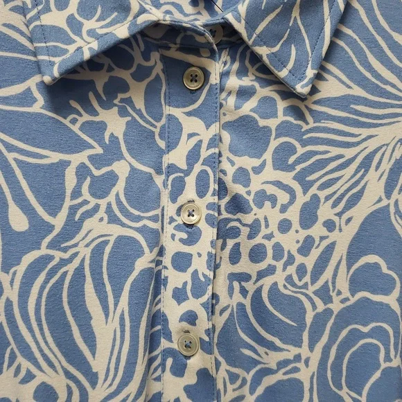 Talbots Blue and White Floral Long Sleeve Dress - Picture 4 of 7